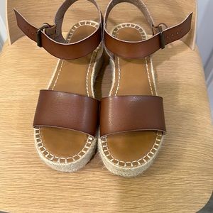 Brown wedge sandals